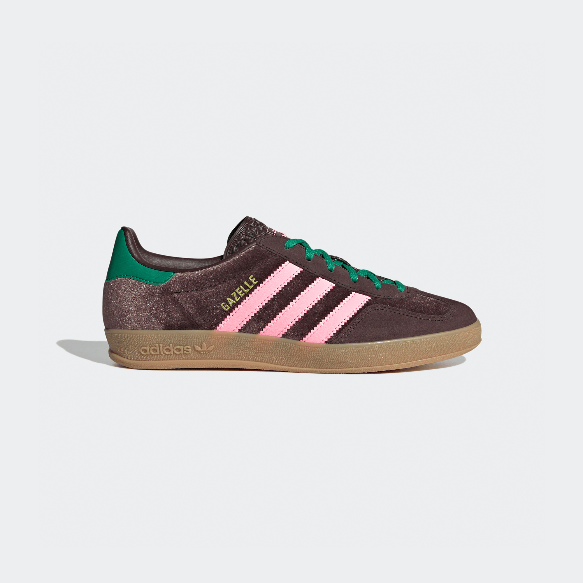 Adidas Gazelle Indoor Womens - Dark Brown/Glow Pink/Court Green - Adidas - State Of Play