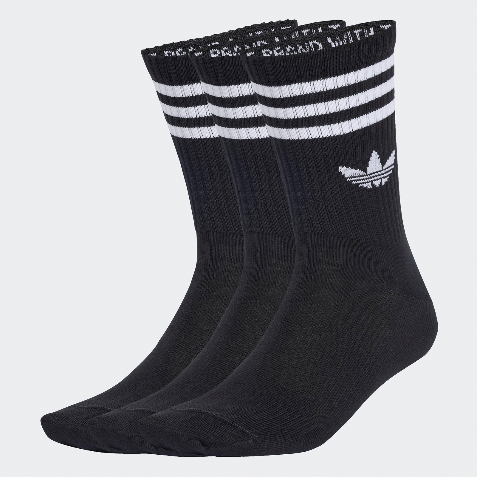 Adidas Three Stripes Crew Socks 3 Pack - Black/Black/Black - Adidas - State Of Play