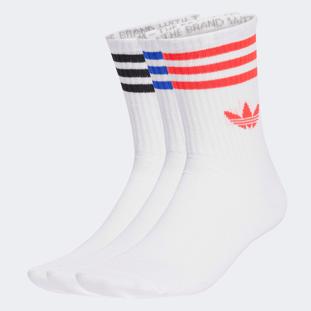 Adidas Three Stripes Crew Socks 3 Pack - White/Lucid Red/Lucid Blue - Adidas - State Of Play