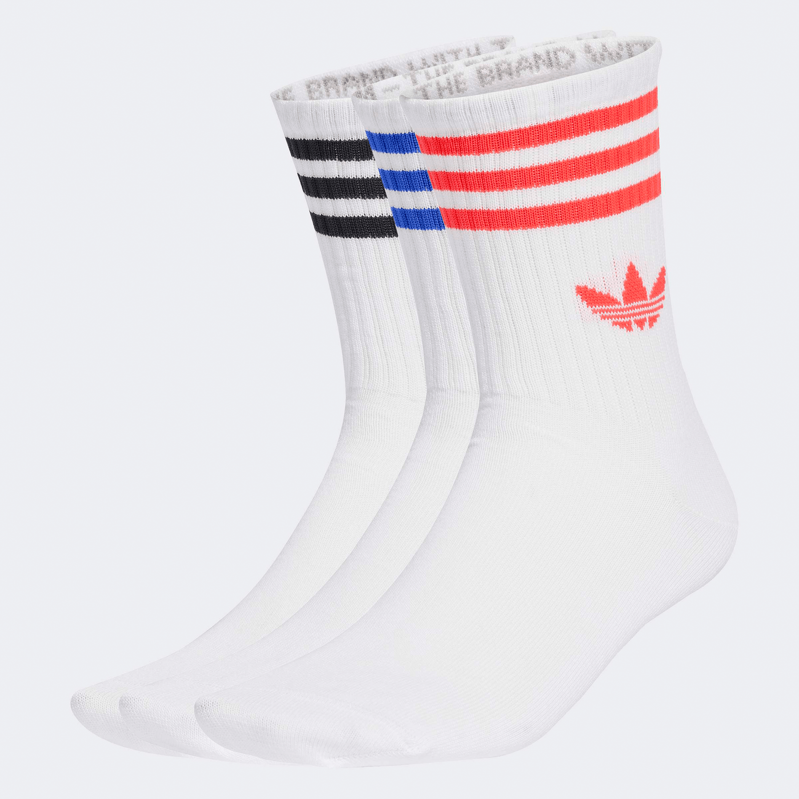 Adidas Three Stripes Crew Socks 3 Pack - White/Lucid Red/Lucid Blue - Adidas - State Of Play