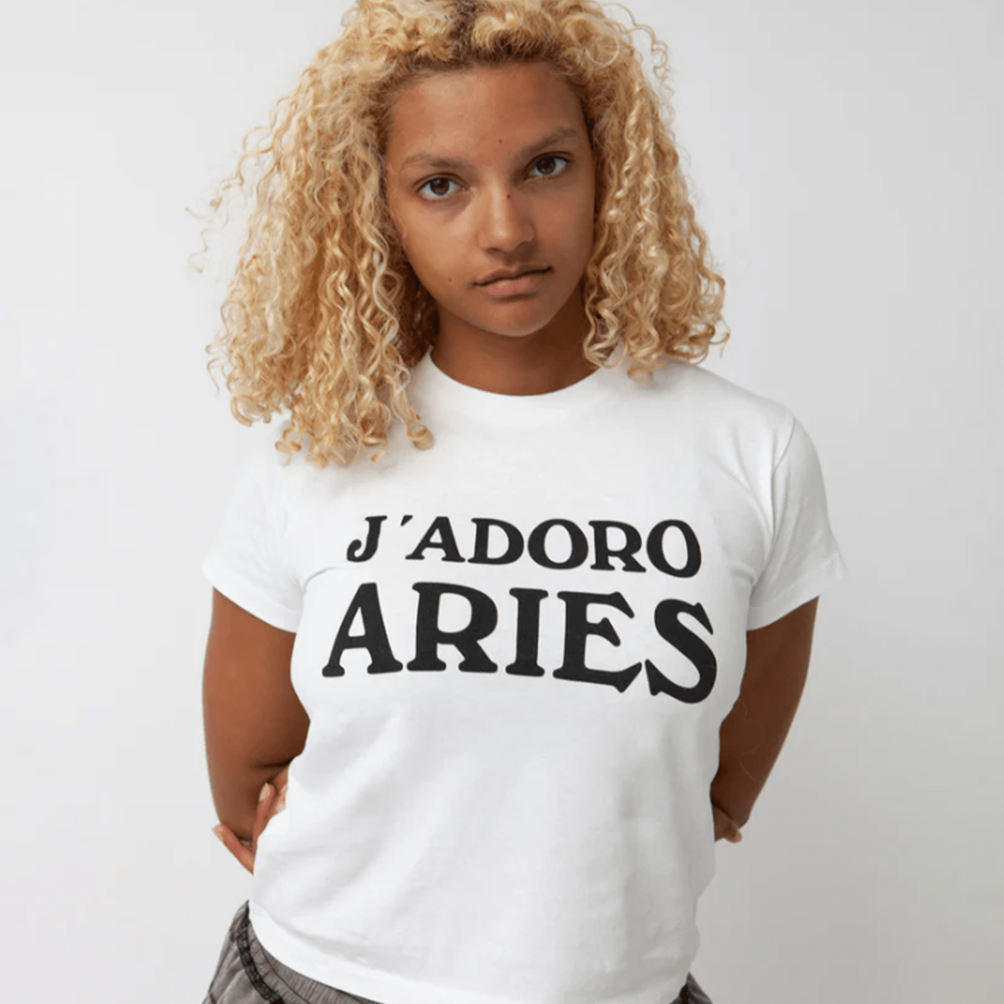 Aries J'adoro Short Sleeve Baby Tee - White - Aries - State Of Play