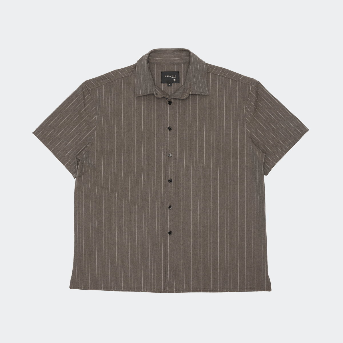 Beach Brains Hold Short Sleeve Shirt - Brown Pinstripe - Beach Brains - State Of Play