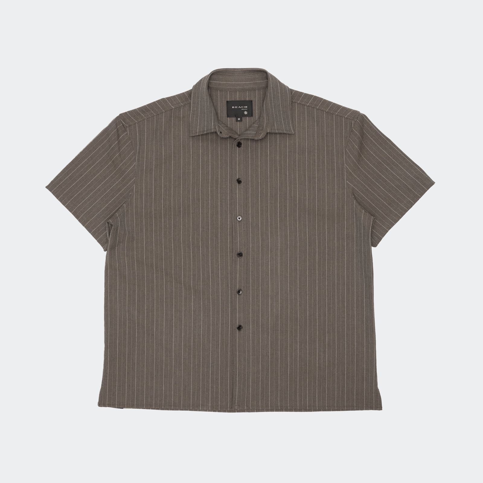 Beach Brains Hold Short Sleeve Shirt - Brown Pinstripe - Beach Brains - State Of Play