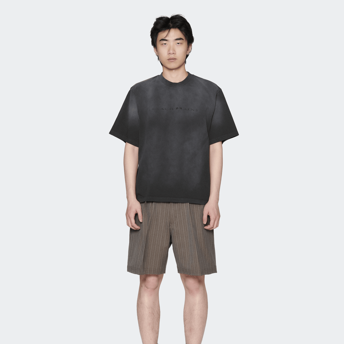 Beach Brains Logo Boxy Tee - Sun Faded Black - Beach Brains - State Of Play