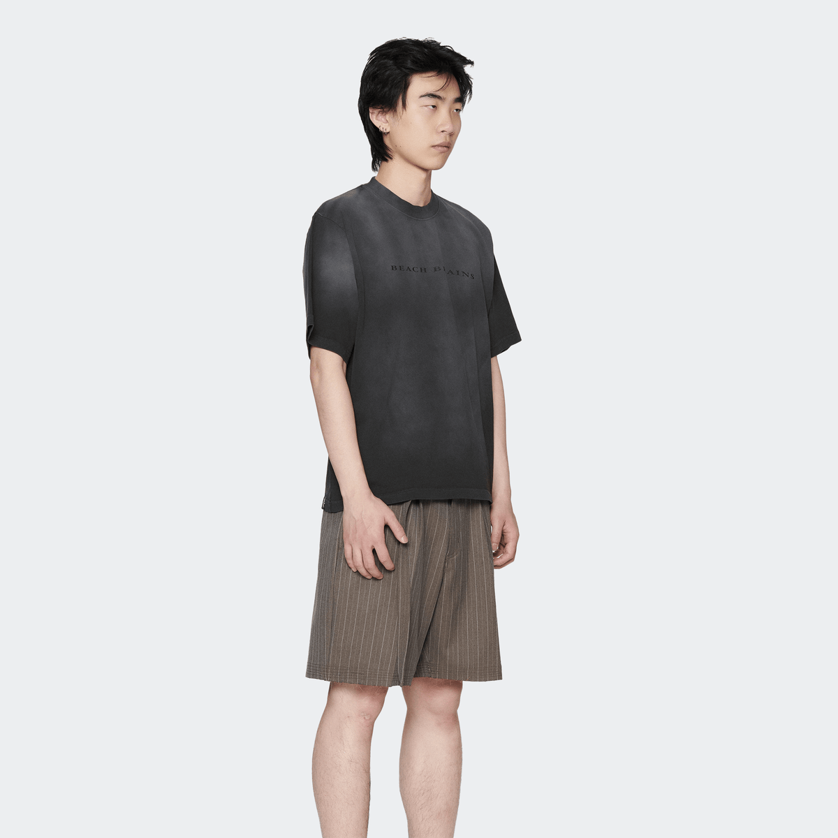 Beach Brains Logo Boxy Tee - Sun Faded Black - Beach Brains - State Of Play