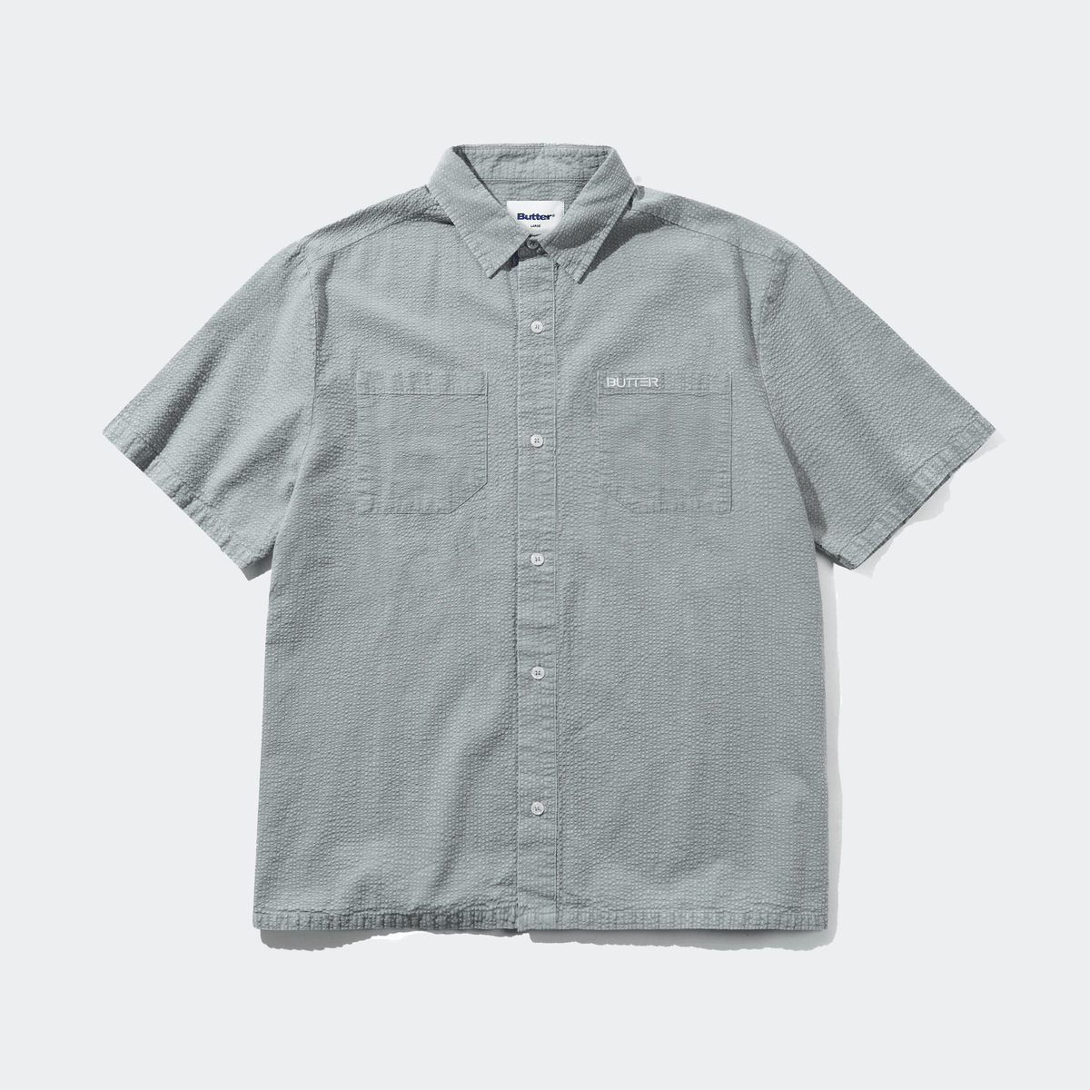 Butter Goods Overdye Seersucker Short Sleeve Shirt - Grey - Butter Goods - State Of Play