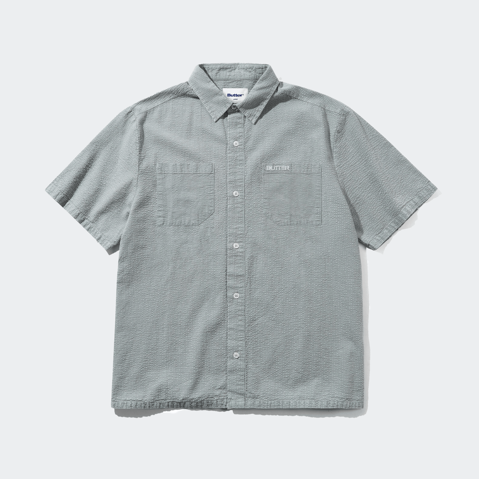 Butter Goods Overdye Seersucker Short Sleeve Shirt - Grey - Butter Goods - State Of Play