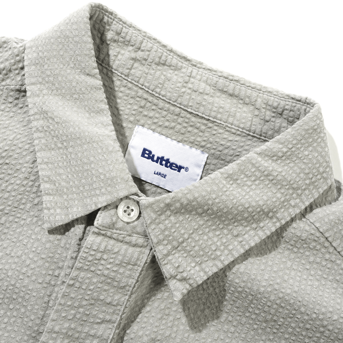 Butter Goods Overdye Seersucker Short Sleeve Shirt - Grey - Butter Goods - State Of Play