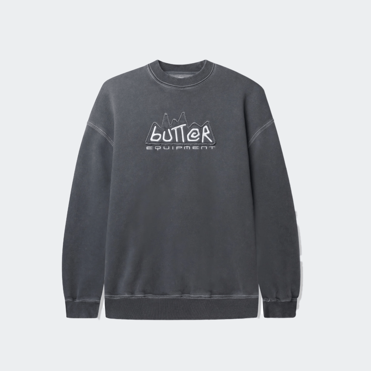 Butter Goods Equipment Applique Crewneck - Washed Black - Butter Goods - State Of Play
