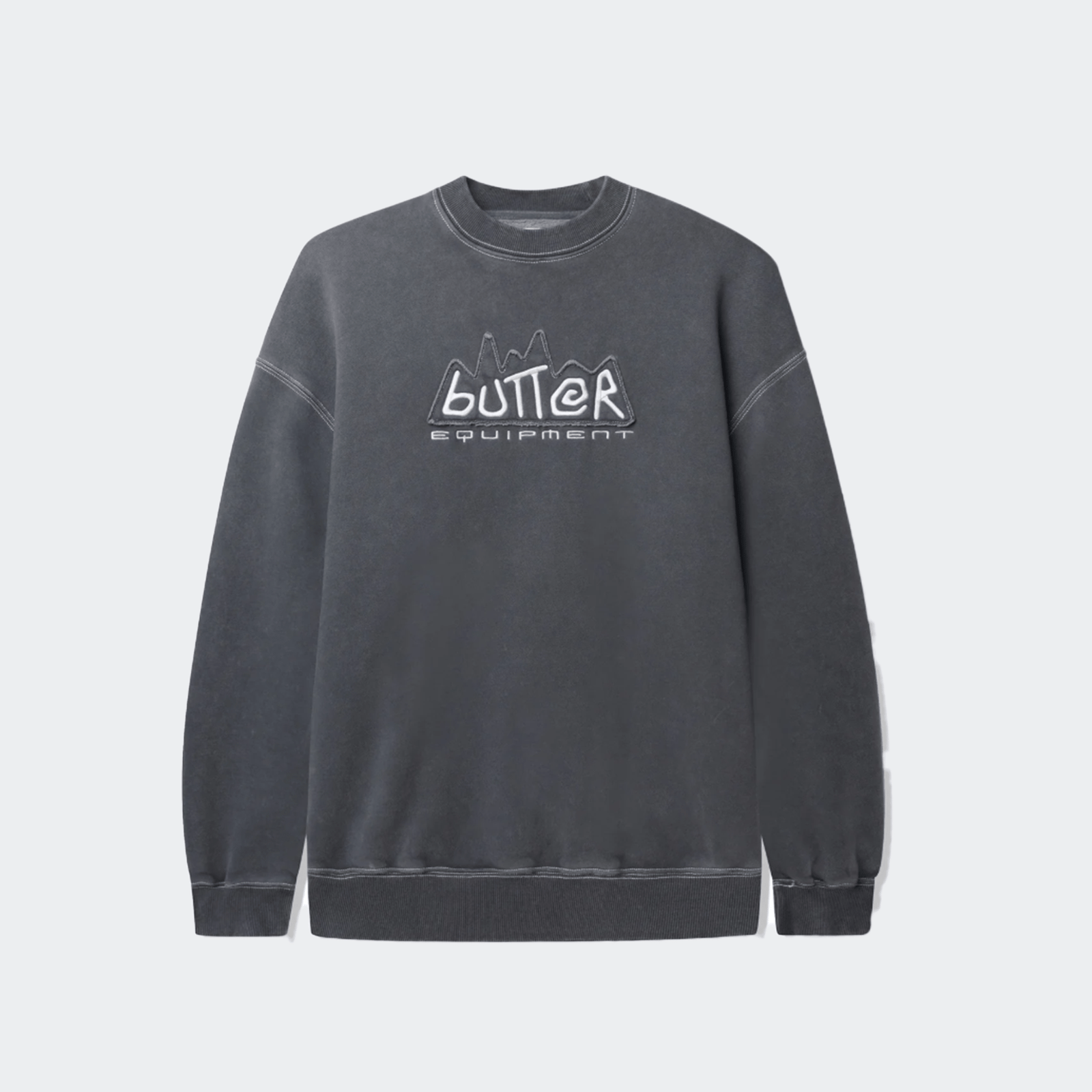 Butter Goods Equipment Applique Crewneck - Washed Black - Butter Goods - State Of Play