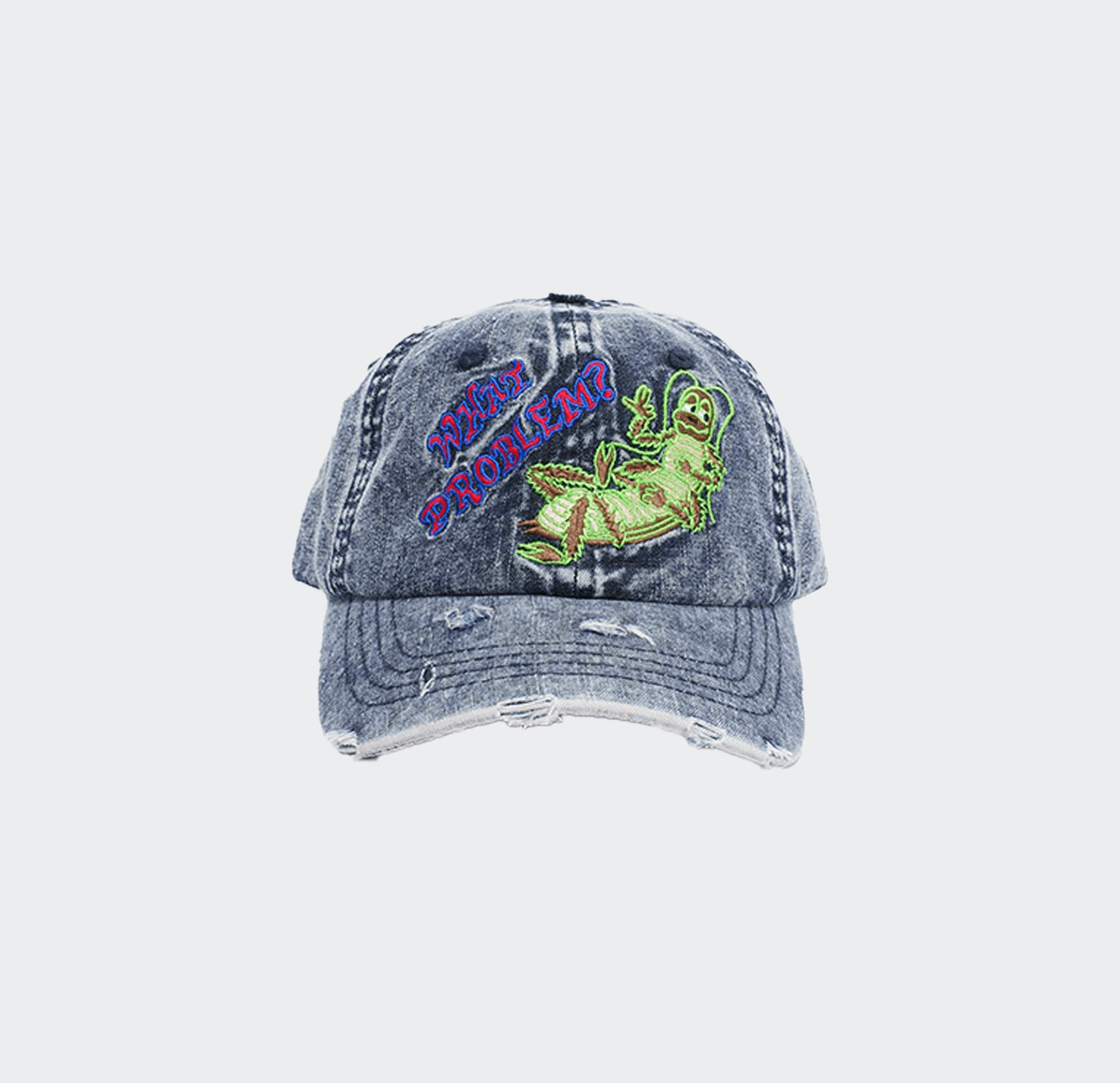 Jungles What Problem Destressed 6 Panel Cap - Denim - Jungles - State Of Play