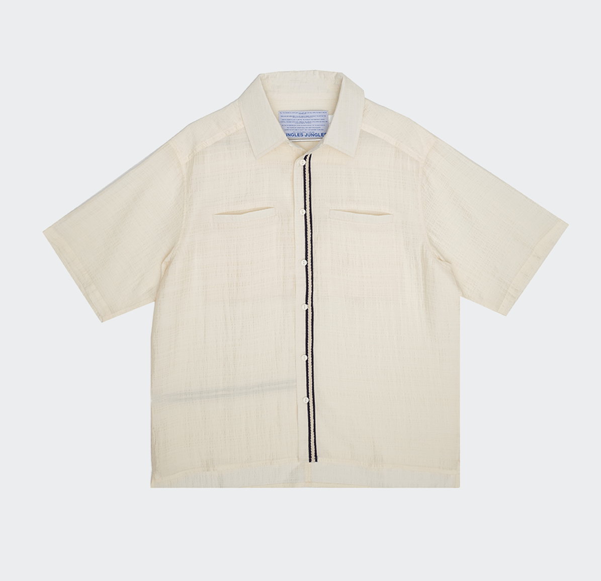 Jungles Weave Trim Button Up Shirt - Cream - Jungles - State Of Play