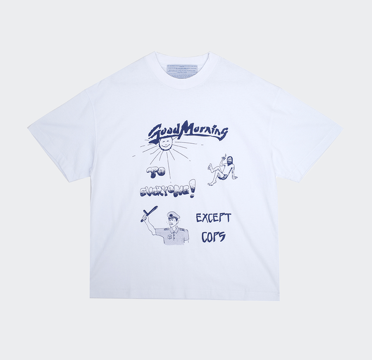 Jungles Good Morning Cops Short Sleeve Tee - White - Jungles - State Of Play