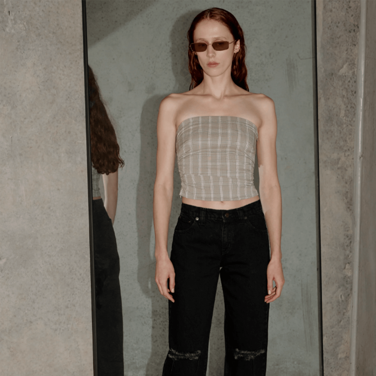 Permanent Vacation Subject Bustier - Beige Check - Permanent Vacation - State Of Play