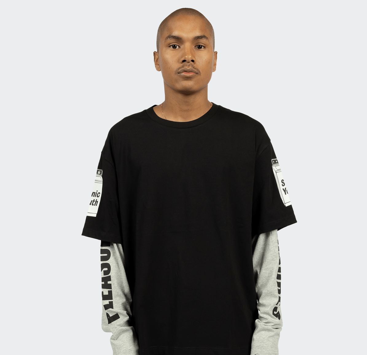 Pleasures x Sonic Youth Becuz Layered Long Sleeve Shirt - Black